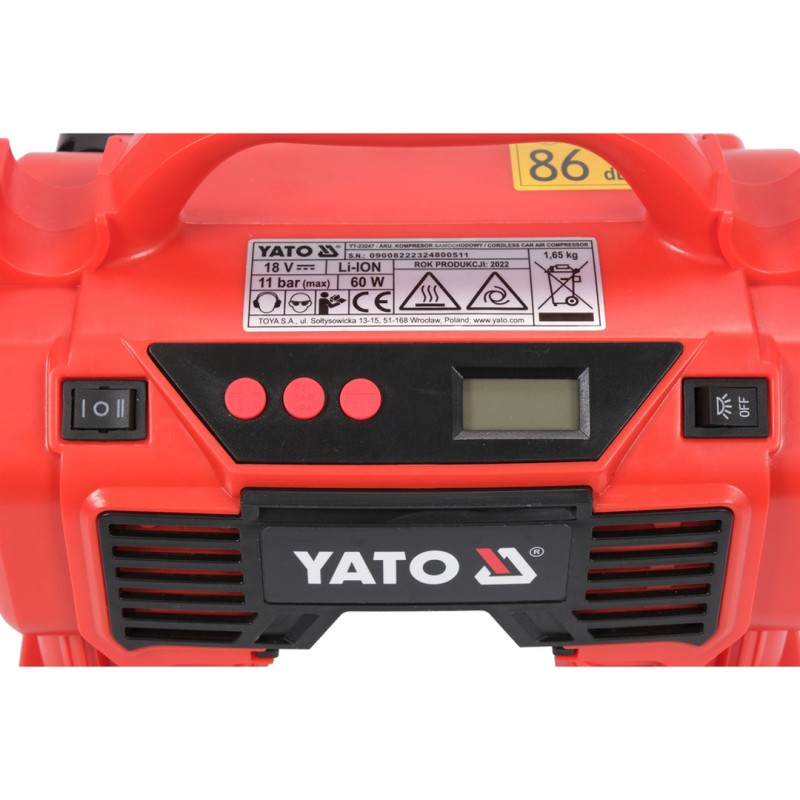 Kompresor akumulatorowy Yato YT-23247 18V 3Ah 11bar 12l/min