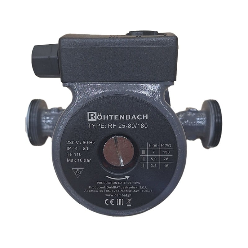 Pompa cyrkulacyjna ROHTENBACH RH25-80/180 130W 3biegi do wody pitnej