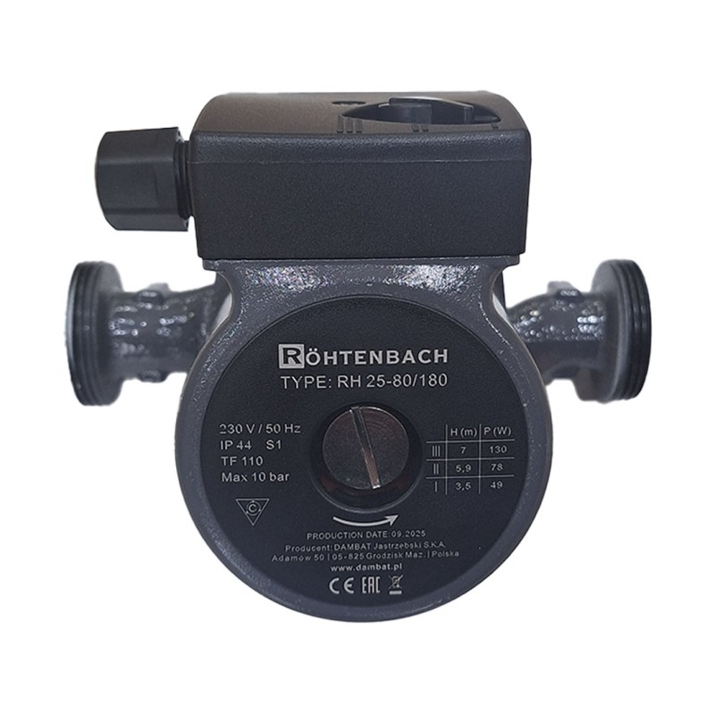 Pompa cyrkulacyjna ROHTENBACH RH25-80/180 130W 3biegi do wody pitnej