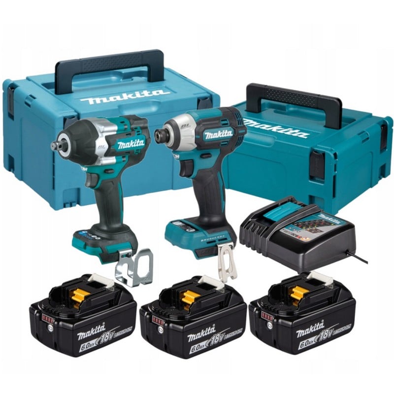 Zestaw Makita DLX2564GJ 3x6Ah-zakrętarka DTD201+klucz udarowy DTW700, walizkI