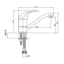 Bateria umywalkowa sztorcowa INVENA BU-79-K01-Q MITRIS chrom