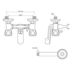 Bateria wannowa naścienna INVENA BW-11-F0S-L Modena słuchawka widełki chrom