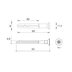 Kołek szybki montaż 8x60mm Wkręt-Met SM-08060 PZ 100szt.