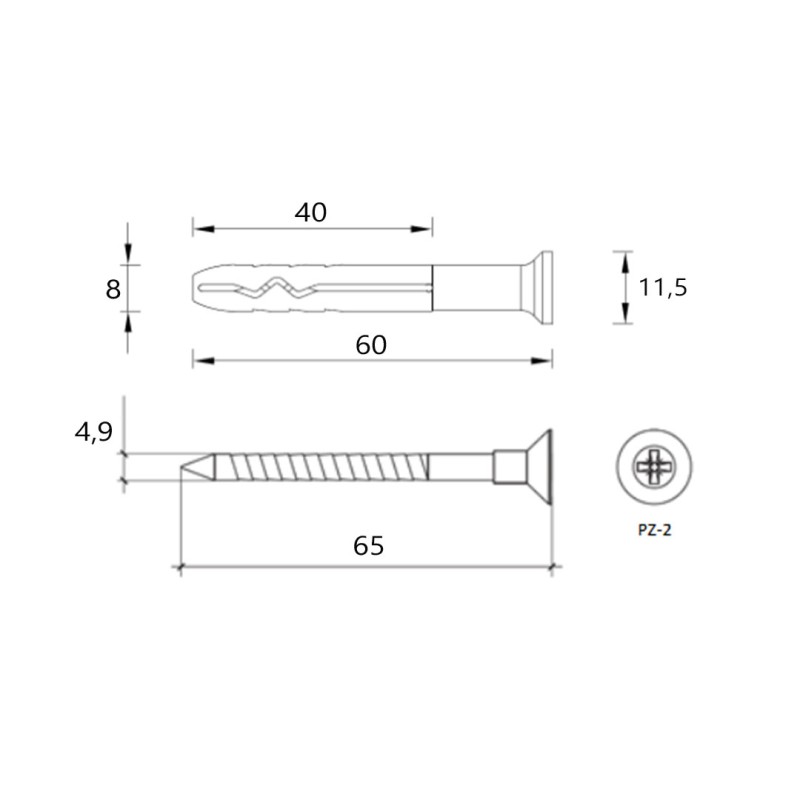 Kołek szybki montaż 8x60mm Wkręt-Met SM-08060 PZ 100szt.