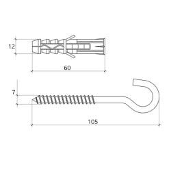 Kołek rozporowy z hakiem półpełnym 12x60mm Wkręt-Met WX-12 100 szt.