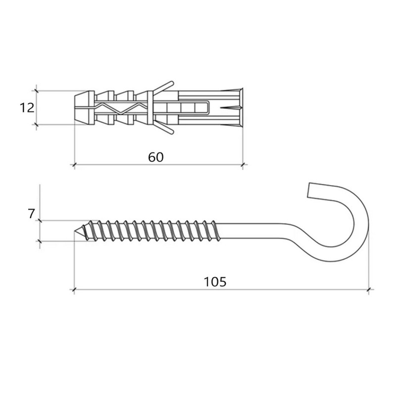 Kołek rozporowy z hakiem półpełnym 12x60mm Wkręt-Met WX-12 100 szt.
