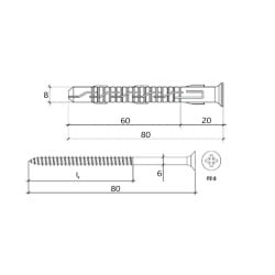 Kołek ramowy rozporowy 8x80mm Wkręt-Met KPR-PIKE-08080SK stożek PZ3 nylon 50szt.