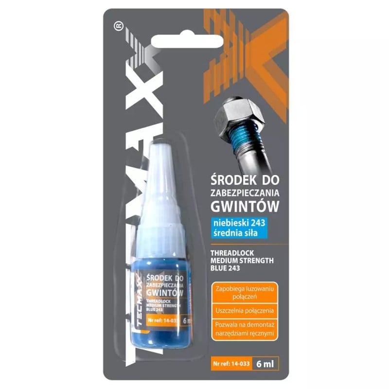 Klej do gwintów Środek do zabezpieczania TECMAXX 14-033 niebieski 6ml