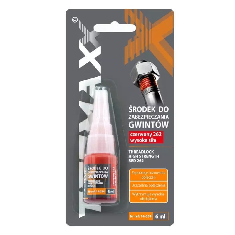 Klej do gwintów Środek do zabezpieczania TECMAXX 14-034 czerwony 6ml