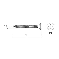 Wkręt do metalu 3,5x45mm Wkręt-Met KMGM-35045 PH2 do płyt g-k 100szt.