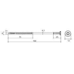 Wkręt dystansowy do drewna 6,0x160mm Wkręt-Met WKSS-60160-B TX30 100szt.