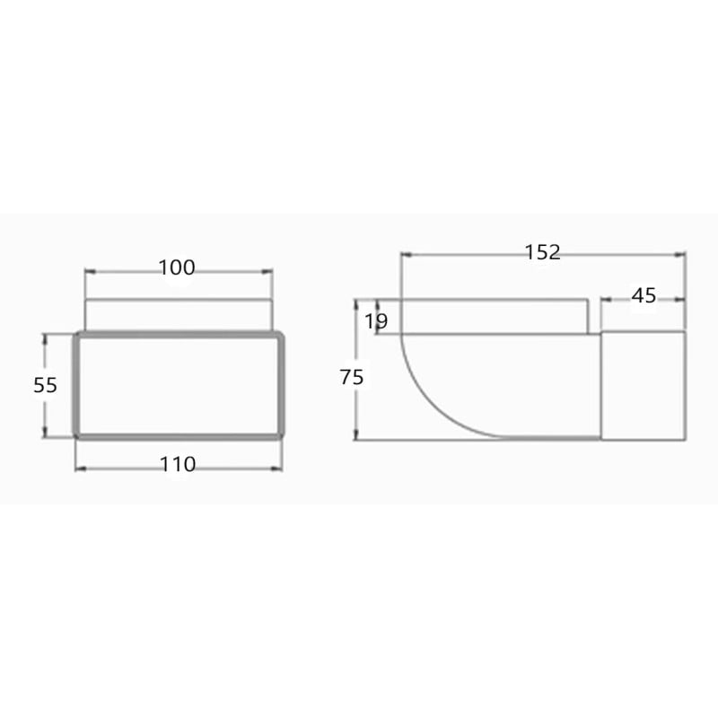 Kolano kanału łącznikowe zmienne S&I 003-111 S/KŁZ 100/110x55mm ABS