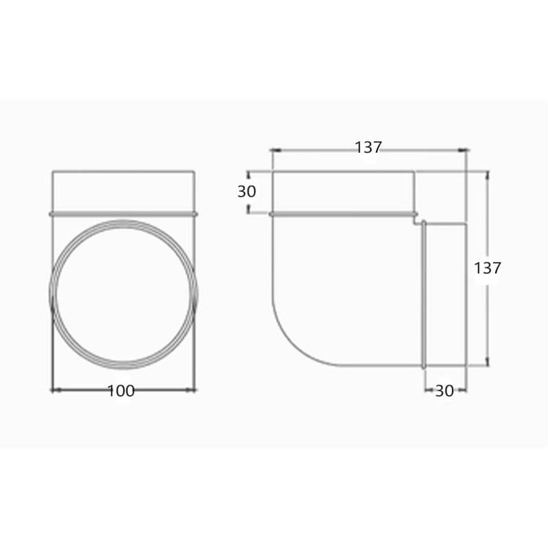 Kolano kanału okrągłe S&I 003-109 S/KO Ø100/90mm ABS