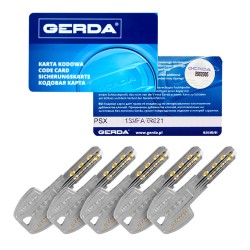 Wkładka do zamka drzwi GERDA PSX 30/40mm ATEST C KL6.2 mosiądz 5 kluczy