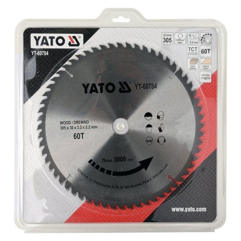 Tarcza do drewna 305x30 mm 60T YATO YT-60784 5000 rpm widiowa