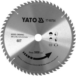 Tarcza do drewna 305x30 mm 60T YATO YT-60784 5000 rpm widiowa