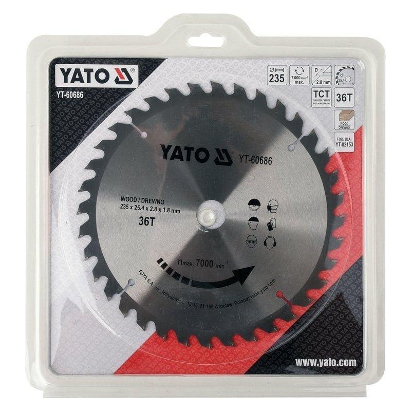 Tarcza do drewna 235x25,4 mm 36T YATO YT-60686 7000 rpm widiowa