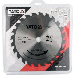 Tarcza do drewna 305x30 mm 24T YATO YT-60782 5000 rpm widiowa