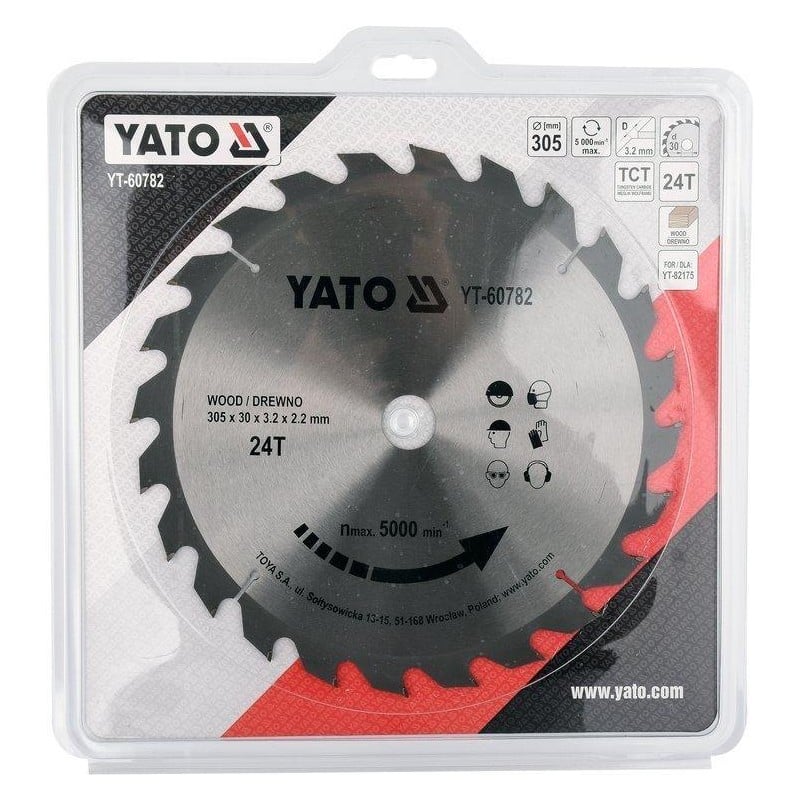 Tarcza do drewna 305x30 mm 24T YATO YT-60782 5000 rpm widiowa