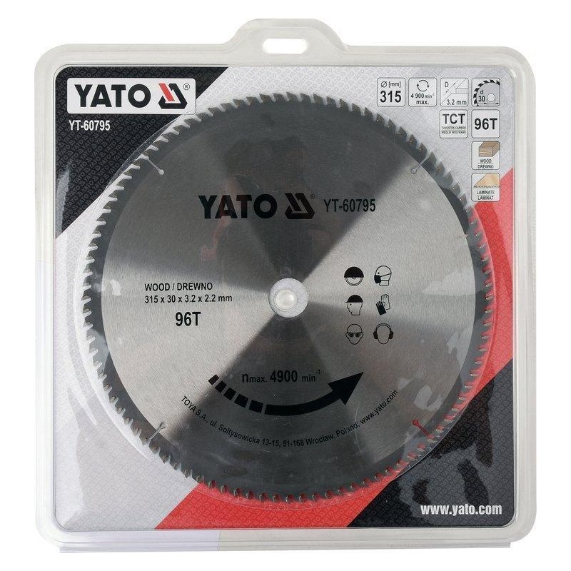 Tarcza do drewna 315x30 mm 96T YATO YT-60795 4900 rpm widiowa