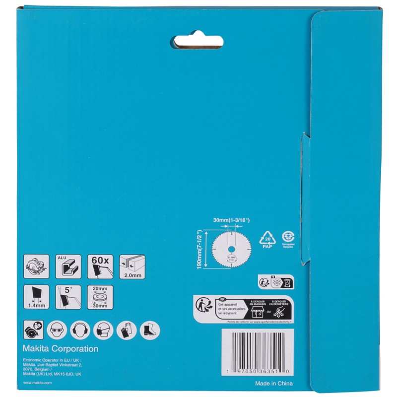 Tarcza tnąca Standard Makita D-81371 190mm 30/20mm 2,2mm 5° 1 sztuka