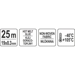 Taśma parciana Yato YT-81501 25m 19mm do wiązek kabli -40 do +105°C