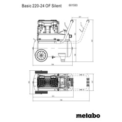 Kompresor Metabo Basic 220-24 OF Silent 601593000 8bar 1.1kW 24l 220l/min