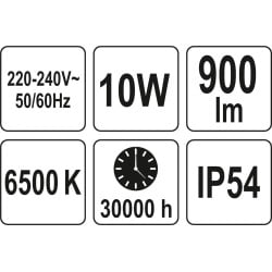 Reflektor LED YATO YT-81826 10W 900lm IP54 czujnik ruchu 10m 6500K