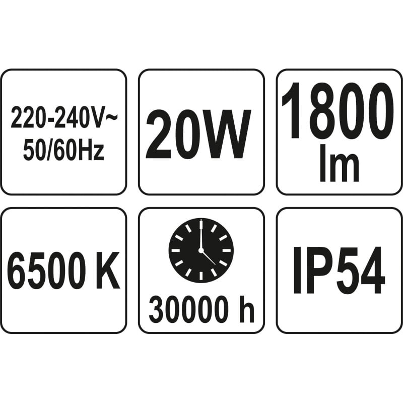 Reflektor LED YATO YT-81827 20W 1800lm IP54 czujnik ruchu 10m 6500K