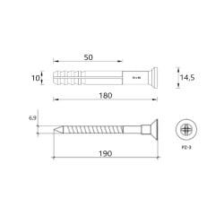 Kołek szybki montaż 10x180mm Wkręt-Met SM-10180 PZ3 50 szt.
