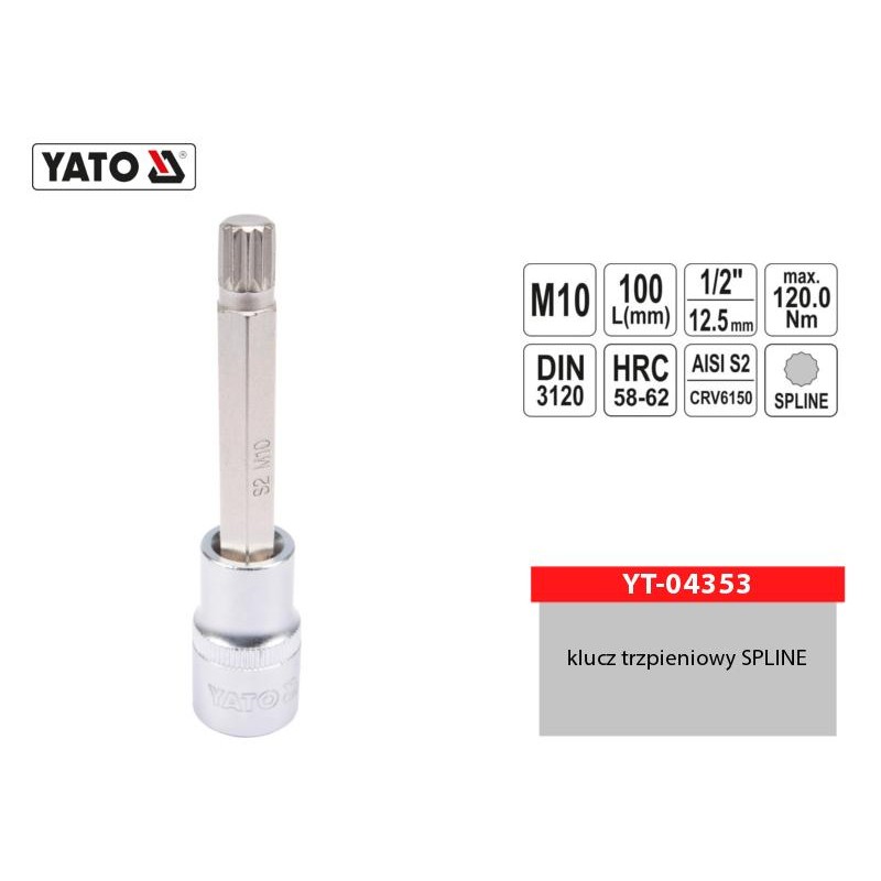 Klucz trzpieniowy YATO YT-04353 SPLINE 1/2'' M10 L-100mm
