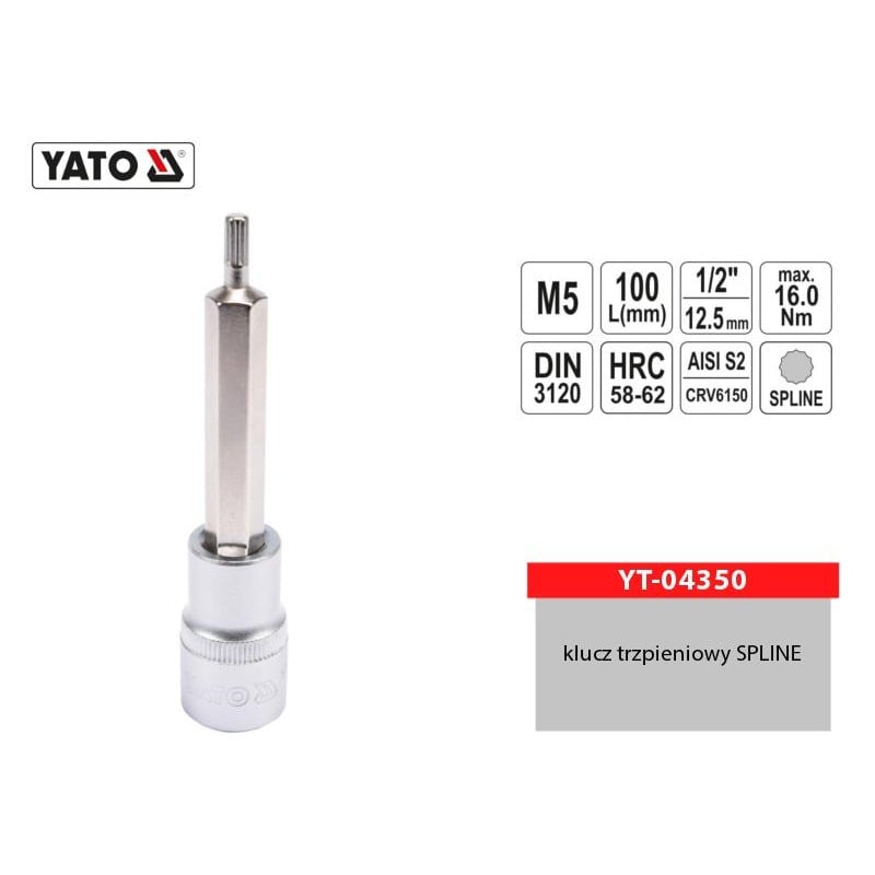 Klucz trzpieniowy YATO YT-04350 SPLINE 1/2'' M5 L-100mm