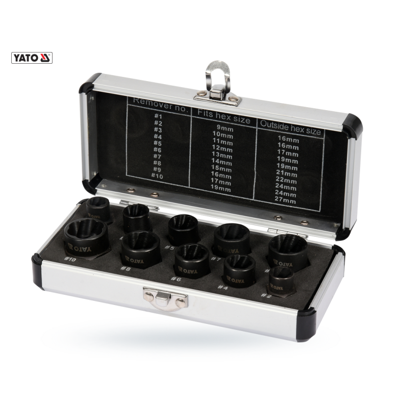 Zestaw wykrętaków Yato YT-06031 3/8 9-19mm 40Cr nasadki do śrub 10szt