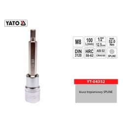 Klucz trzpieniowy YATO YT-04352 SPLINE 1/2'' M8 L-100mm