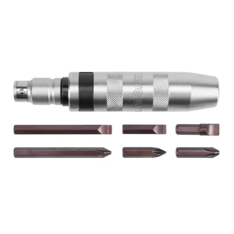 Wkrętak udarowy + 6 bitów YATO YT-2801 CrV metalowa rączka