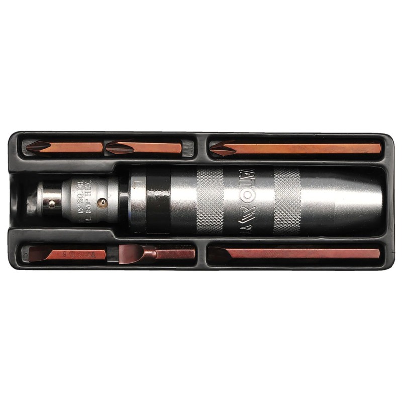 Wkrętak udarowy + 6 bitów YATO YT-2801 CrV metalowa rączka
