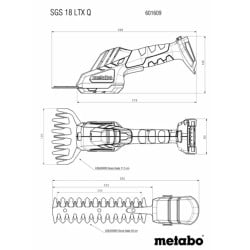 Akumulatorowe nożyce do trawy i żywopłotu Metabo SGS 18 LTX Q 601609850 18V 2x4Ah
