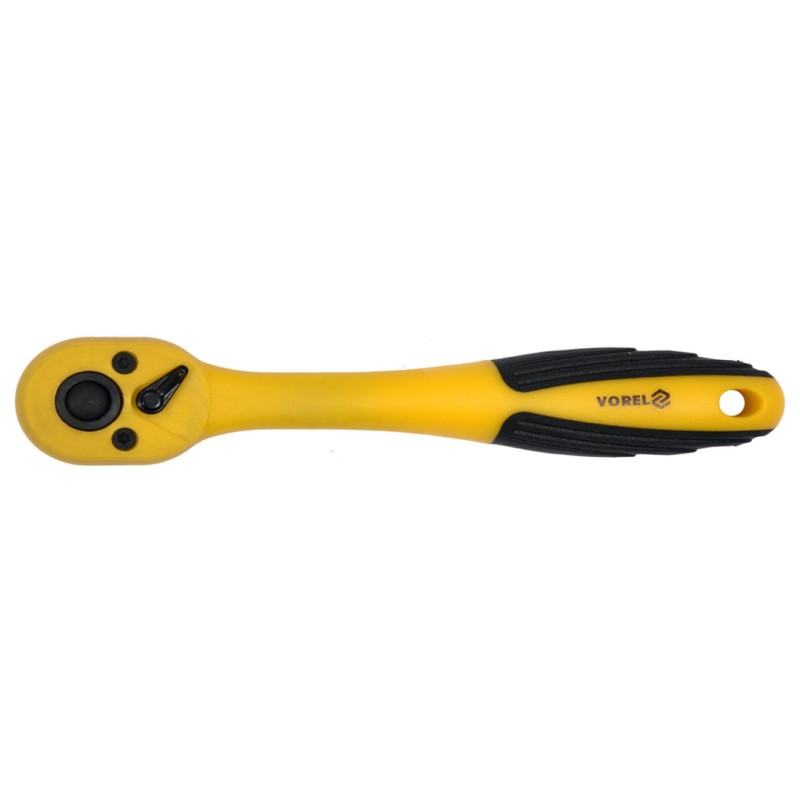 Powlekana wygięta grzechotka VOREL 53576 3/8" 200 mm żółta