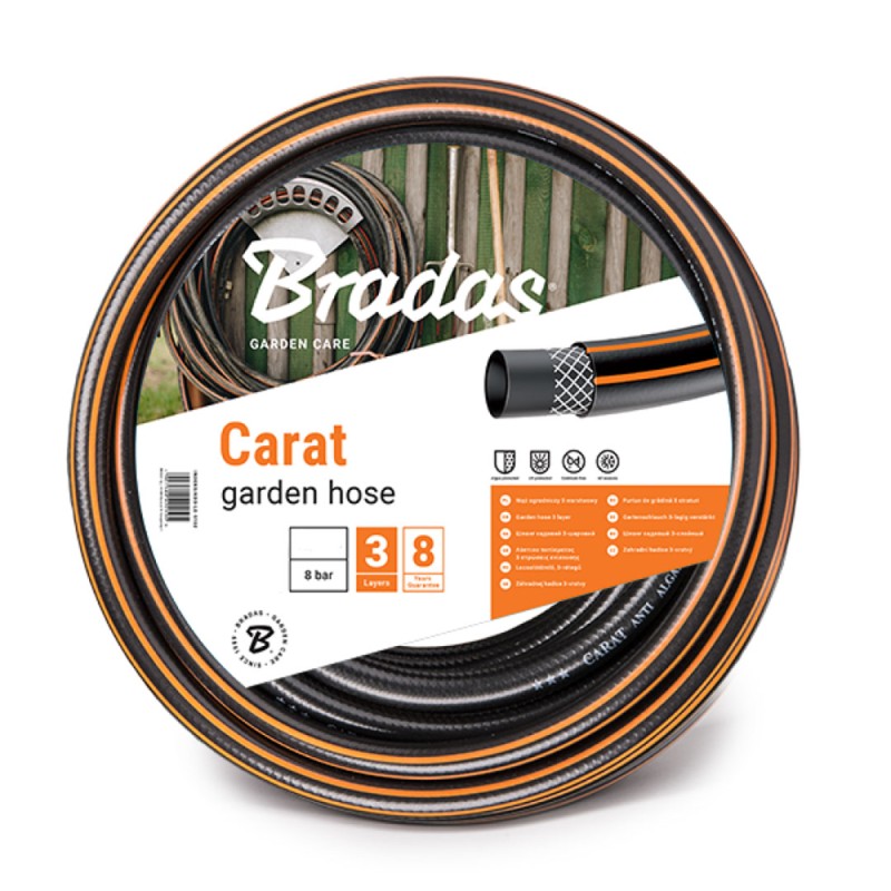 Wąż ogrodowy Bradas WFC3/425 CARAT PVC 3/4’’ 25m 3warstwy 8bar czarny