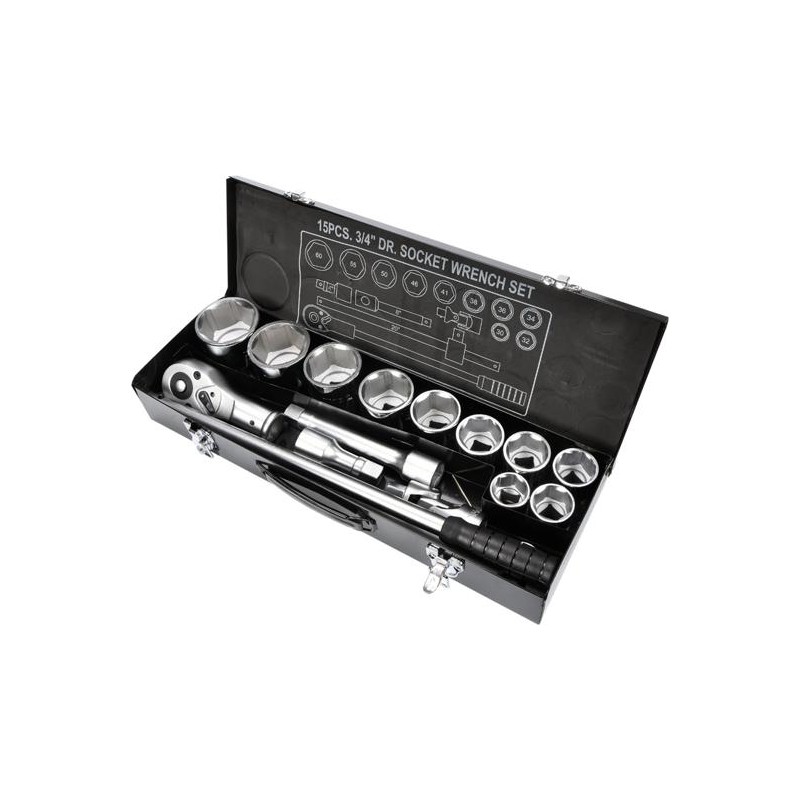 Zestaw kluczy nasadowych YATO YT-1334 3/4" 30-60 mm CrV AS-DRIVE 15 elementów