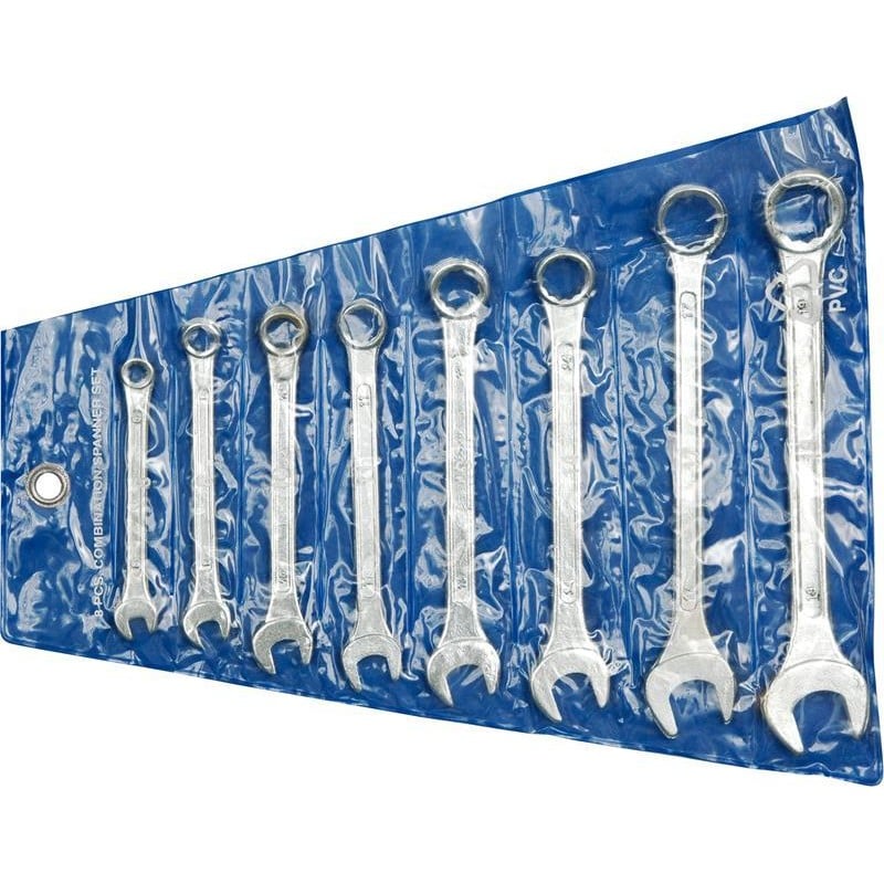 Klucze płasko-oczkowe Vorel 51580 6-19 mm stal CR etui 15° 8szt.