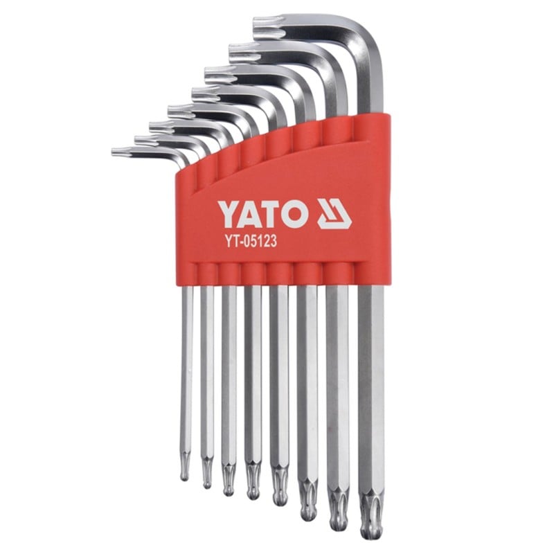 Klucze Yato YT-05123 Torx z kulką długie Yato T9–T40 CrV 25° 8 szt.