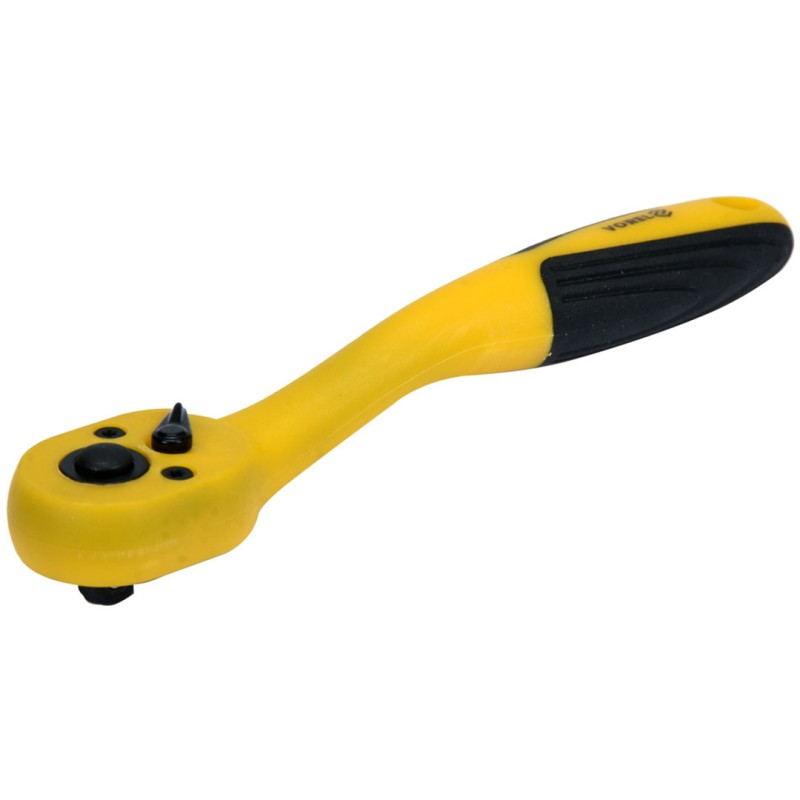 Grzechotka wygięta VOREL 53575 CrV 1/4’’ 155mm powlekana PP 72zęby żółta