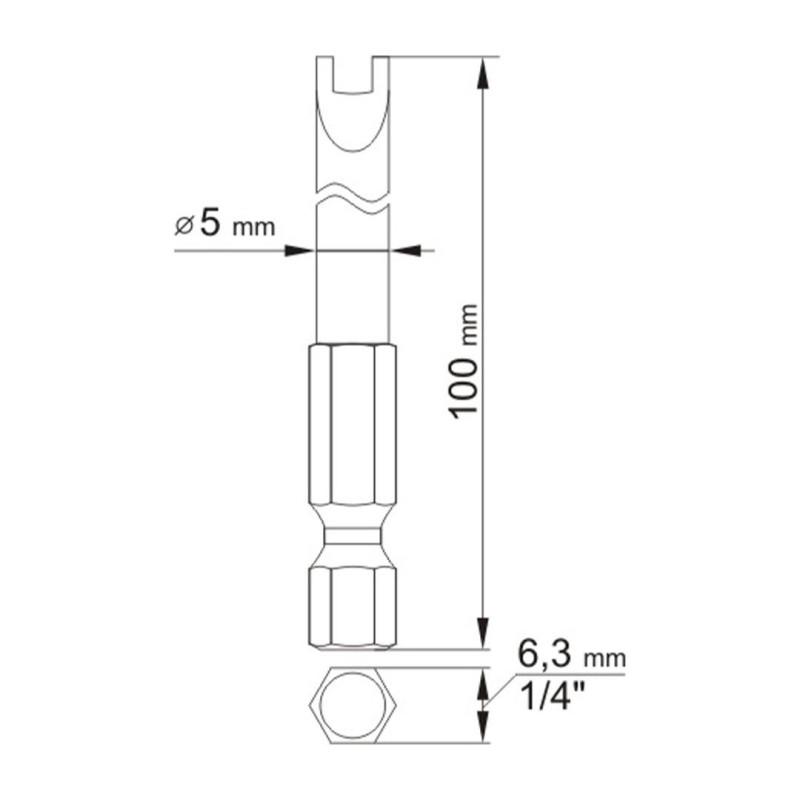 Bity długie YATO YT-0498 1/4’’ Spanner nr.4x100mm nr.8x100m 2 szt.