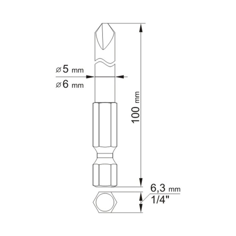 Bity długie YATO YT-0497 Tri-Wing 1/4'' nr2x100mm nr4x100mm 2 szt.