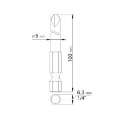 Bity długie YATO YT-0493 Tri-Wing 1/4'' nr0x100mm nr1x100mm 2 szt.