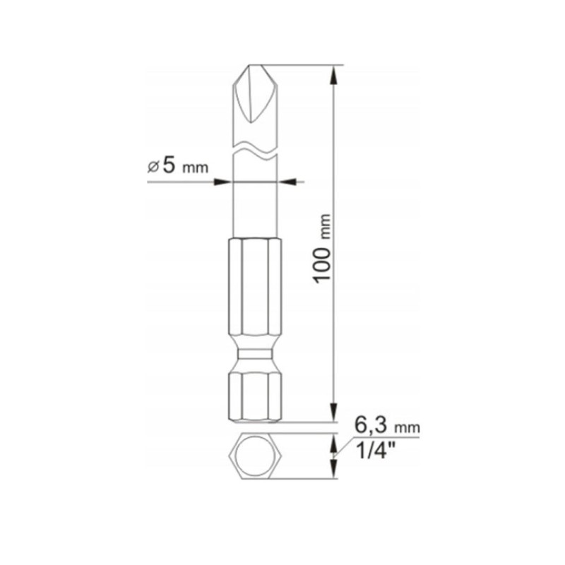 Bity długie YATO YT-0493 Tri-Wing 1/4'' nr0x100mm nr1x100mm 2 szt.