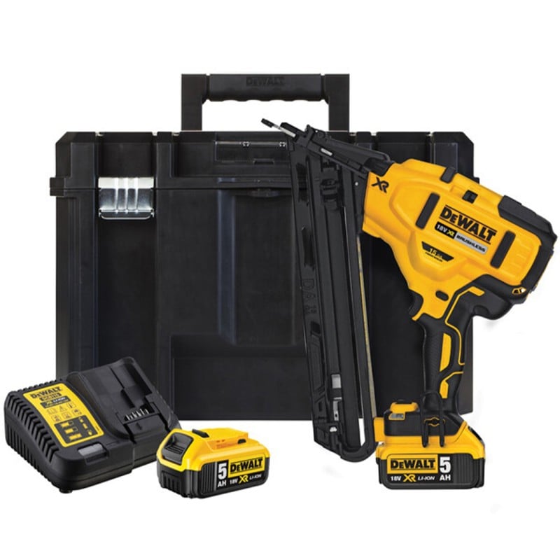 Akumulatorowa gwoździarka DeWALT DCN650P2-QW 18V 2x5Ah Li-Ion XR BL 15Ga walizka
