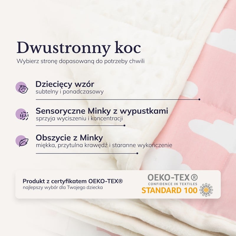 Koc sensoryczny, kołdra obciążeniowa dla dzieci 150×100 cm, 3,2 kg OEKO-TEX