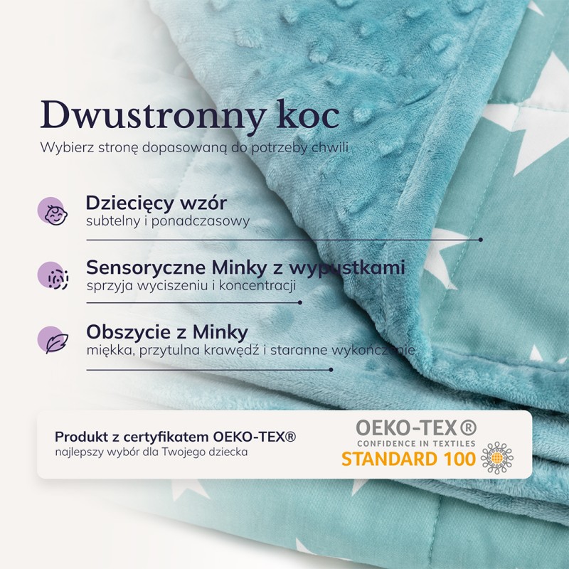 Koc sensoryczny, kołdra obciążeniowa dla dzieci 150×100 cm, 3,2 kg OEKO-TEX